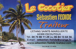 Carte de Visite Le Cocotier, traiteur à Escoutoux