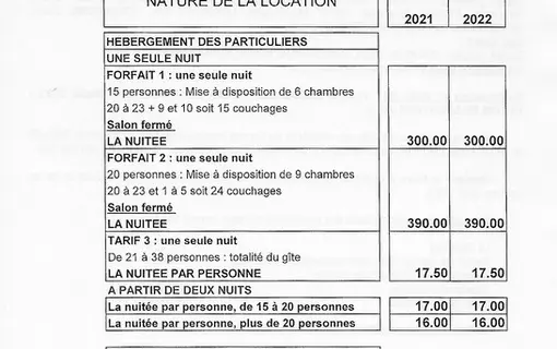 Escoutoux vacances tarifs